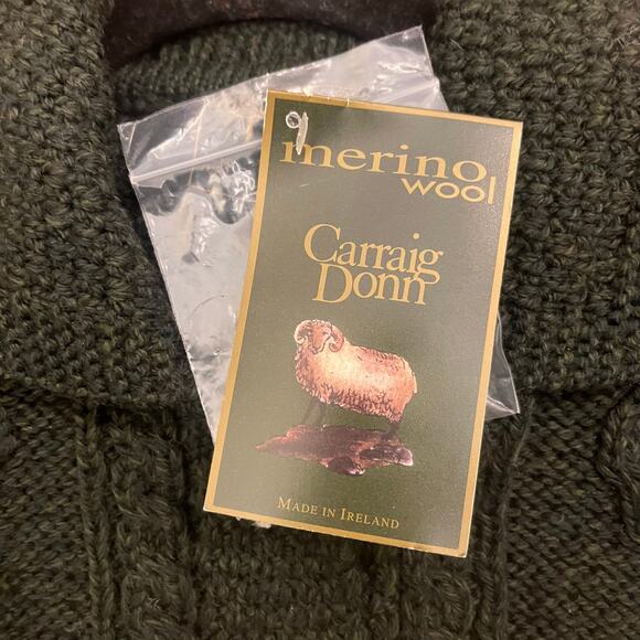 NWT Carraig Donn Irish Wool Knit Cardigan Sweater Green Medium - Picture 5 of 9